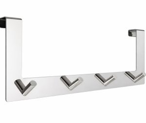 קולב על דלת לתלייה רביעיה ללא קידוח 4 ס״מ ניקל מבריק