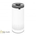 סל כביסה 35 ליטר, לבן מכסה אפור כהה