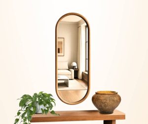 מראה קפסולה עץ טבעי תליה אורך ורוחב