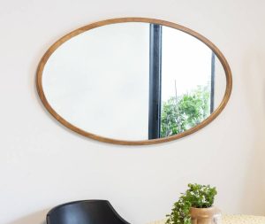 מראה אליפסה עץ מלא 4 מידות לבחירה