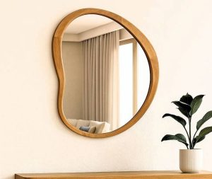 מראה אמורפית מסגרת עץ טבעי 3 מידות לבחירה