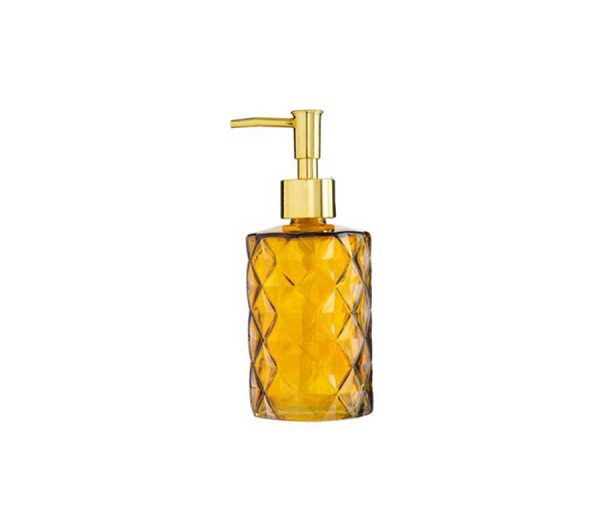 דיספנסר לסבון נוזלי מזכוכית עם ראש בגוון זהב בגוון כתום סטארבאט