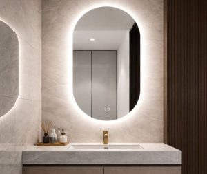 מראה אובלית עם תאורה אנטי פוג