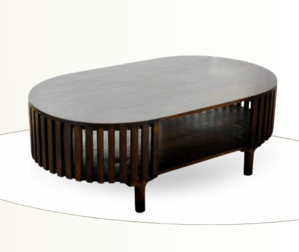 שולחן סלון עץ מלא מנגו כהה 120X70X40