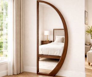 מראה חצי עיגול עץ מלא כהה 80X180