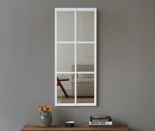 מראה זכוכית מחולקת לבן 150X60