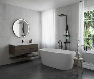 ברז סוללה לאמבטיה + מוט פינוק + צג דיגיטלי שחור מט