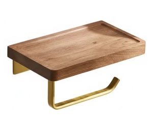 מחזיק נייר טואלט זהב ועץ