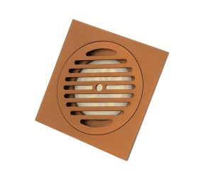 מכסה ניקוז חוסם ריח וחרקים 12X12 ס"מ בגוון רוז גולד מוברש