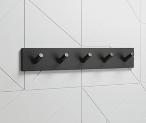 מתלה 5 ווים בהדבקה בגוון שחור