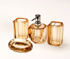 סט מונח לאמבטיה 4 חלקים אקריליק גוון אייבורי