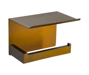 מתקן לנייר טואלט ומדף בהדבקה רוז גולד מוברש