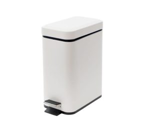 פח אשפה מלבן 5 ליטר טריקה שקטה לבן