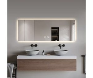 מראה מלבנית 120/45 ס"מ עם תאורה ומפשיר אדים