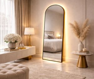 מראה קשת שחורה 160X50 ס"מ עם תאורה אחורית