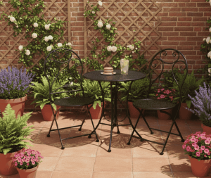 סט גינה מתכת בגוון שחור שולחן ו-2 כסאות