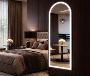 מראה קשת שחורה 160X50 ס"מ עם תאורה קדמית