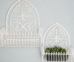 זוג אדניות תלייה בגוון שמנת 45 ס"מ