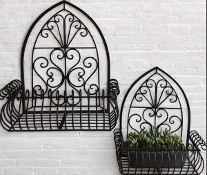 זוג אדניות תלייה בגוון שחור 45 ס"מ