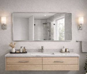 מראה מלבנית מסגרת כסף 3 גדלים לבחירה