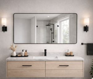 מראה מלבנית מסגרת שחורה 3 גדלים לבחירה