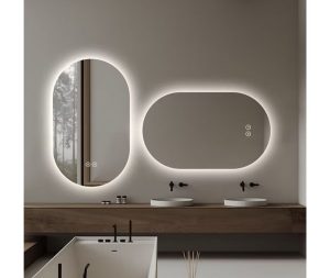 מראה עם תאורת לד ומפשיר אדים אובלית 60X100 ס”מ