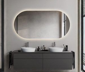 מראה עם תאורת לד ומפשיר אדים אובלית 60X80 ס”מ