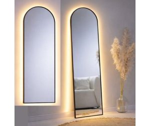 מראה קשת שחורה עם תאורה