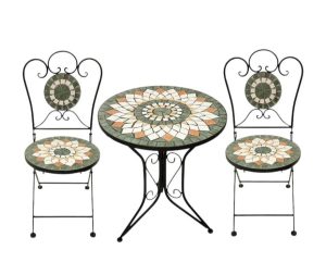 סט שולחן וכסאות פסיפס ירוק