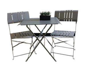 סט שולחן וכסאות פסים גוון אפור