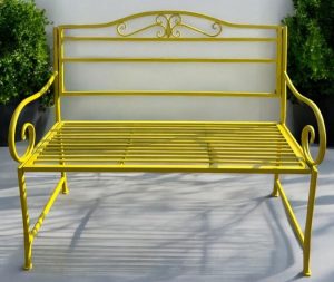 ספסל מתכת צהוב 120 ס_מ