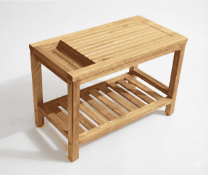 ספסל עץ טיק למקלחת 61 ס"מ