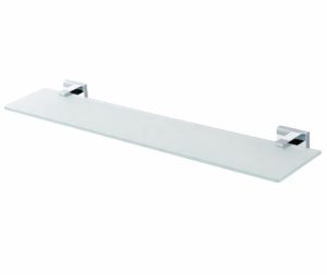 מדף עם זכוכית מסדרת AMPOLI ניקל מבריק 52 ס"מ