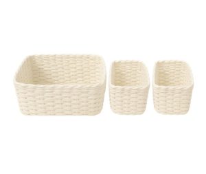 סט 3 סלסלאות בגוון לבן