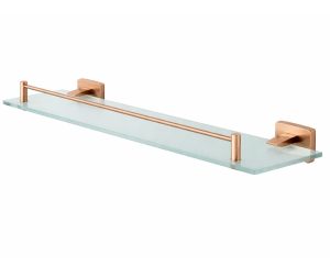 מדף רוז גולד עם זכוכית 52 ס"מ מסדרת AMPOLI