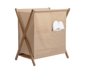 סל כביסה מבמבוק מתקפל עם סל בד נשלף מוקה