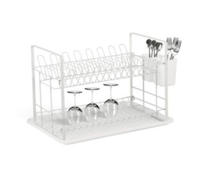 מייבש כלים שתי קומות עשוי אלומיניום לבן