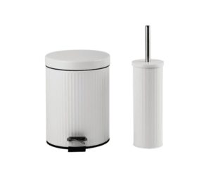 סט לאמבטיה פח אשפה 5 ליטר ומברשת אסלה לבן