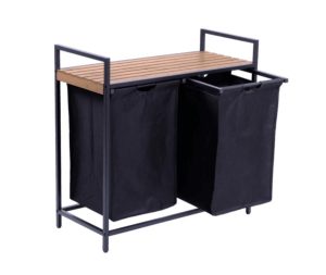 מעמד אחסון לכביסה 2 תאים גוון שחור