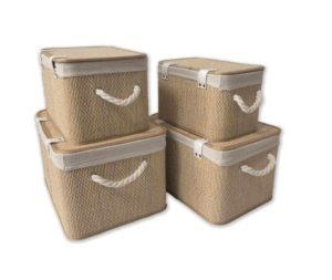 סט 4 קופסאות אחסון במבוק בהיר