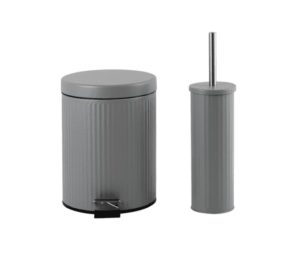 סט לאמבטיה פח אשפה 5 ליטר ומברשת אסלה אפור