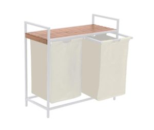 מעמד אחסון לכביסה 2 תאים גוון לבן