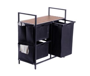 מעמד אחסון לכביסה 3 תאים גוון שחור