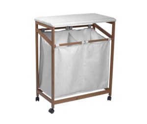 מעמד כביסה וגיהוץ על גלגלים עם 2 תאים לכביסה