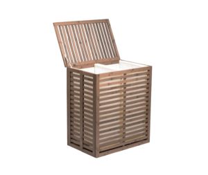 סל כביסה 2 תאים מבמבוק מתקפל עם סלי בד נשלפים