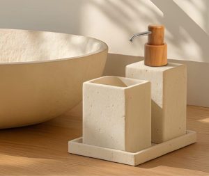 סט דיספנסר כוס ומגש דמוי טרונטין