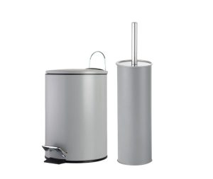 סט מברשת אסלה ופח 3 ליטר אפור