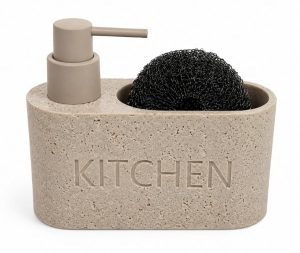 דיספנסר אובלי למטבח דמוי שיש צבע קרם כיתוב "KITCHEN"