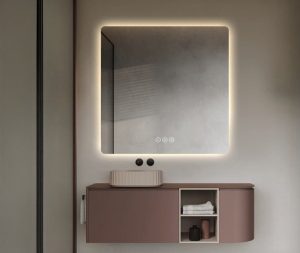 מראה מרובעת 60X60 עם תאורה וחיבור Bluetooth